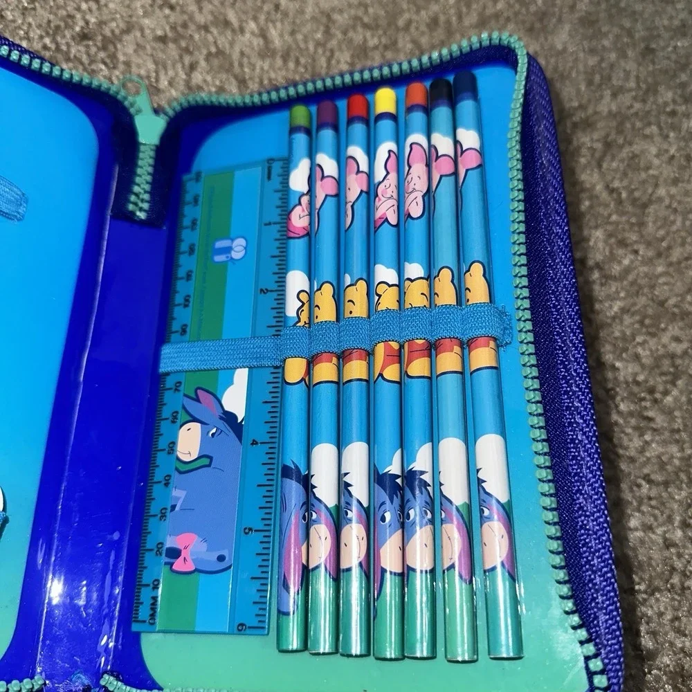 DISNEY Winnie the Pooh Agenda Planner pencil marker set Zip case Organizer NOS